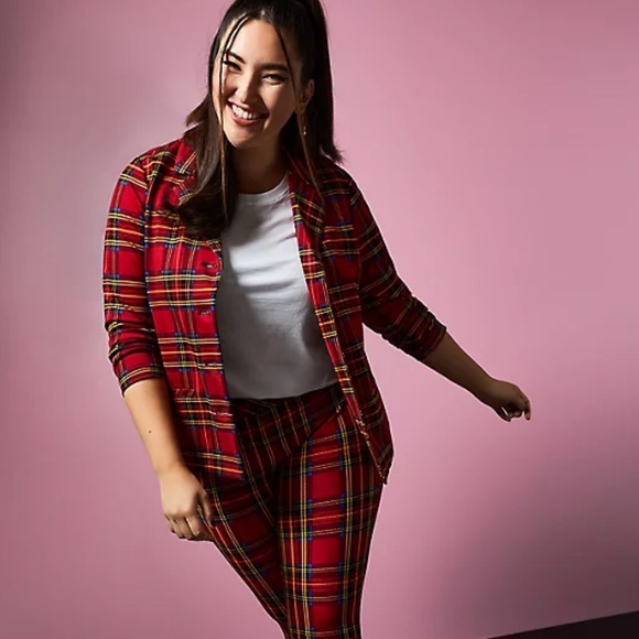 NWT Torrid BETSEY JOHNSON Red Plaid Ponte Blazer - Picture 2 of 7